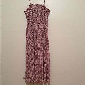 Gingham Maxi Dress in Red Checkered Pattern
